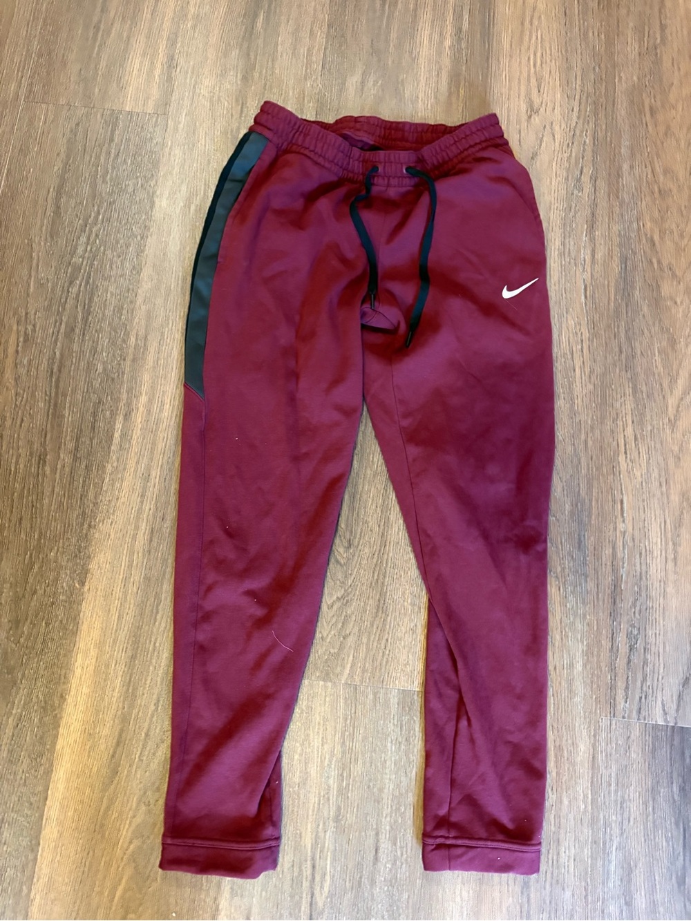 Nike Maroon Joggers with Black Side Panels